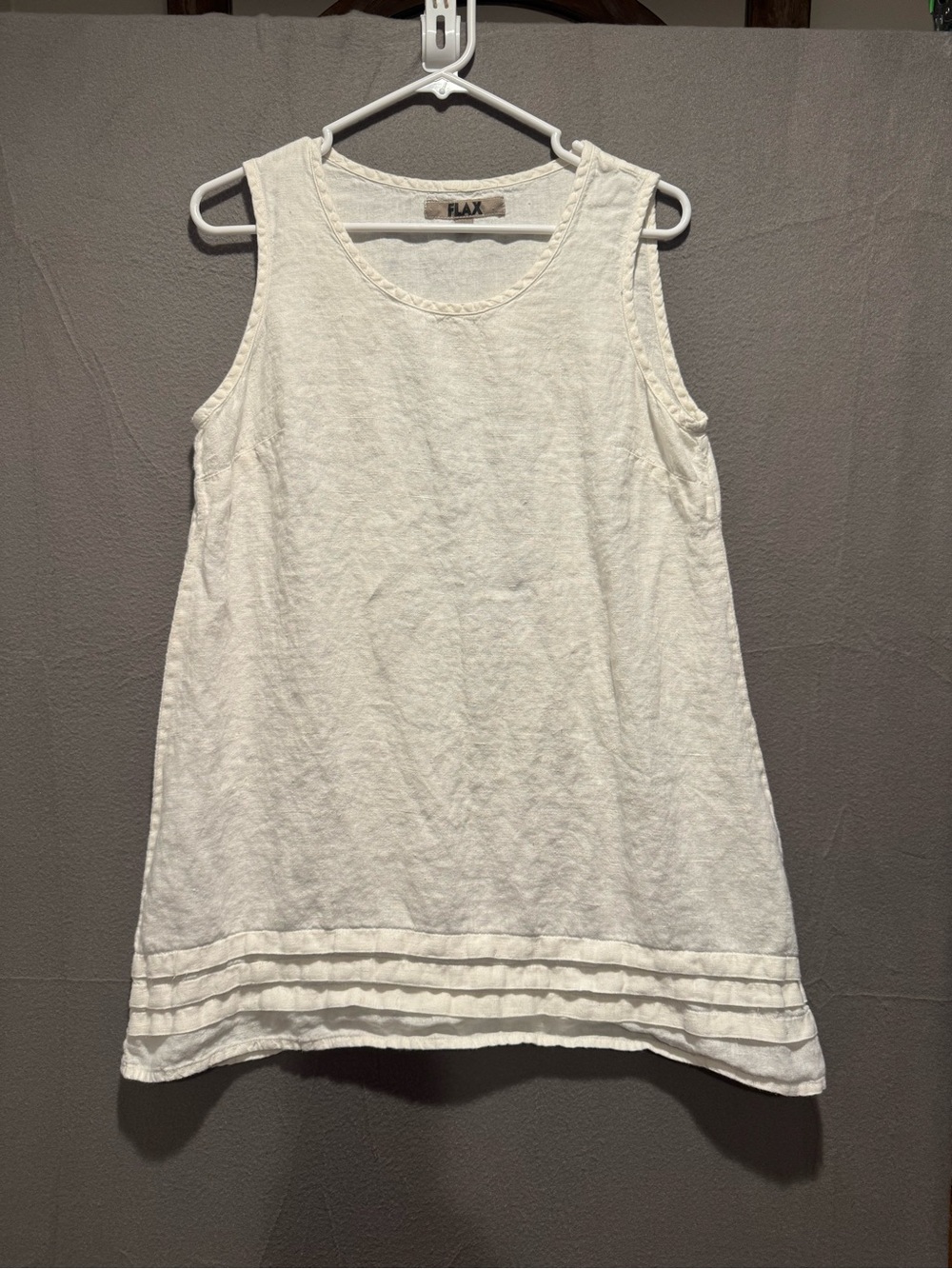 FLAX Cream Linen Top with Branded Neck Label